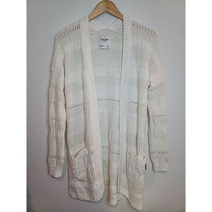 American Eagle Women's Cardigan Small Oversized Open Front Sweater Cable Knit Iv